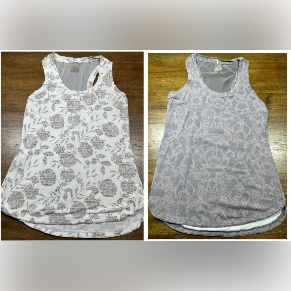 CALIA by Carrie Underwood Floral and Paisley Tank Tops - Gray and White